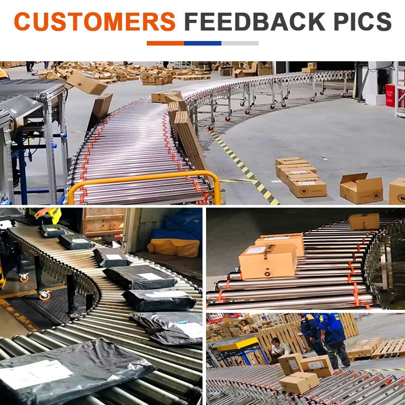 Durable Expandable Telescopic Roller Conveyor System Powered Poly-V Belt Chain Conveyor Industry Boxes Bags Logistics Express