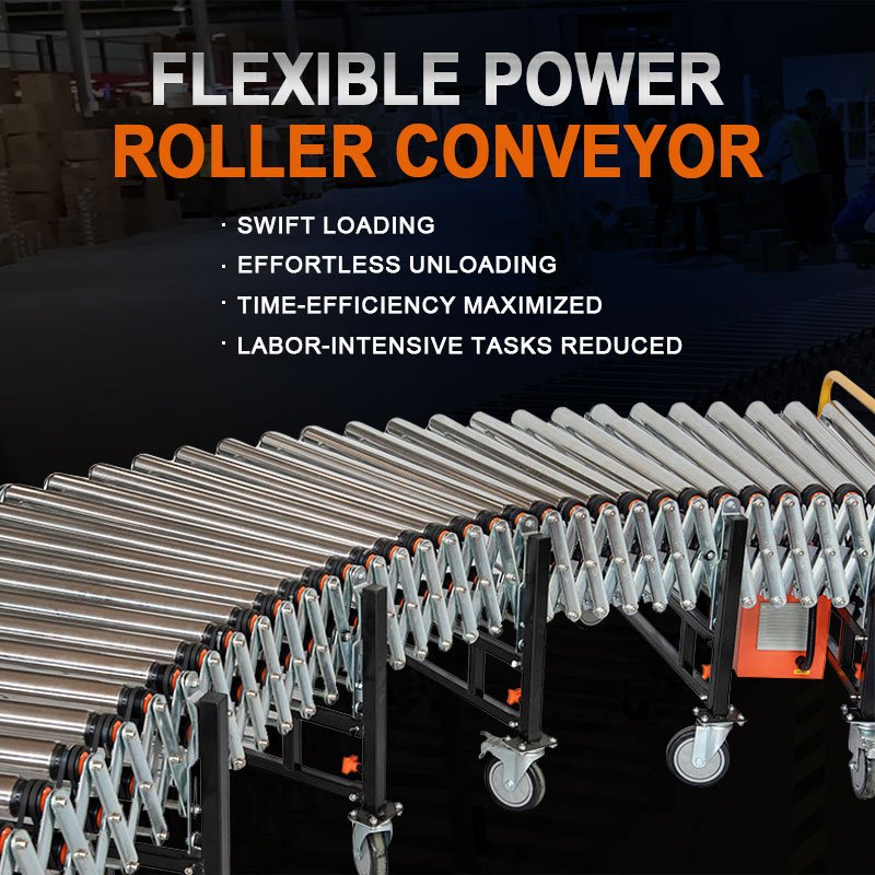 Durable Expandable Telescopic Roller Conveyor System Powered Poly-V Belt Chain Conveyor Industry Boxes Bags Logistics Express