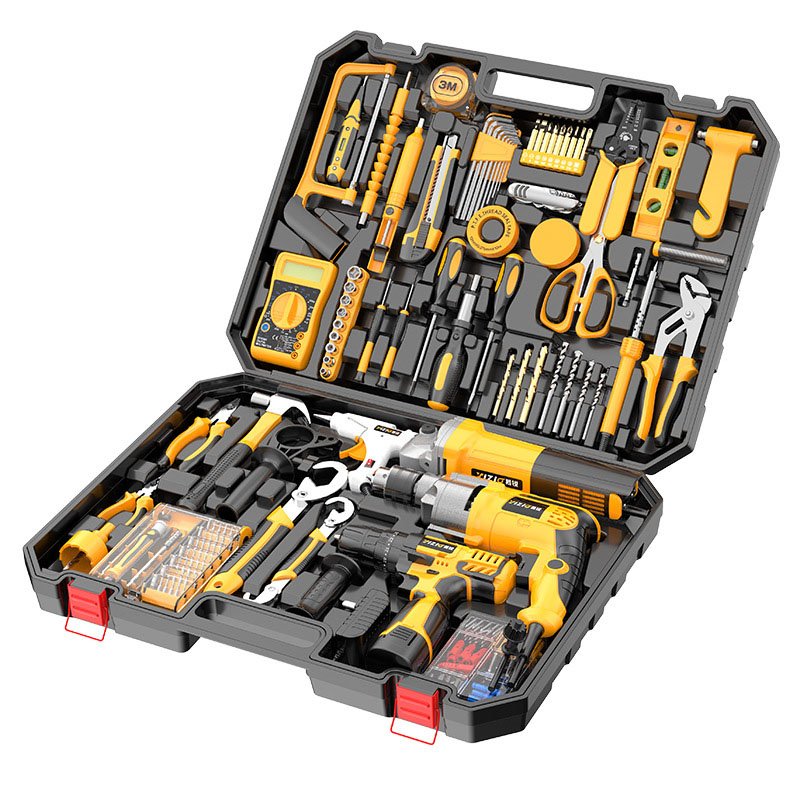 Professional Tool Kit Box Electric Power Combo Household Tool Set Tool Kit with Cordless Power Drill