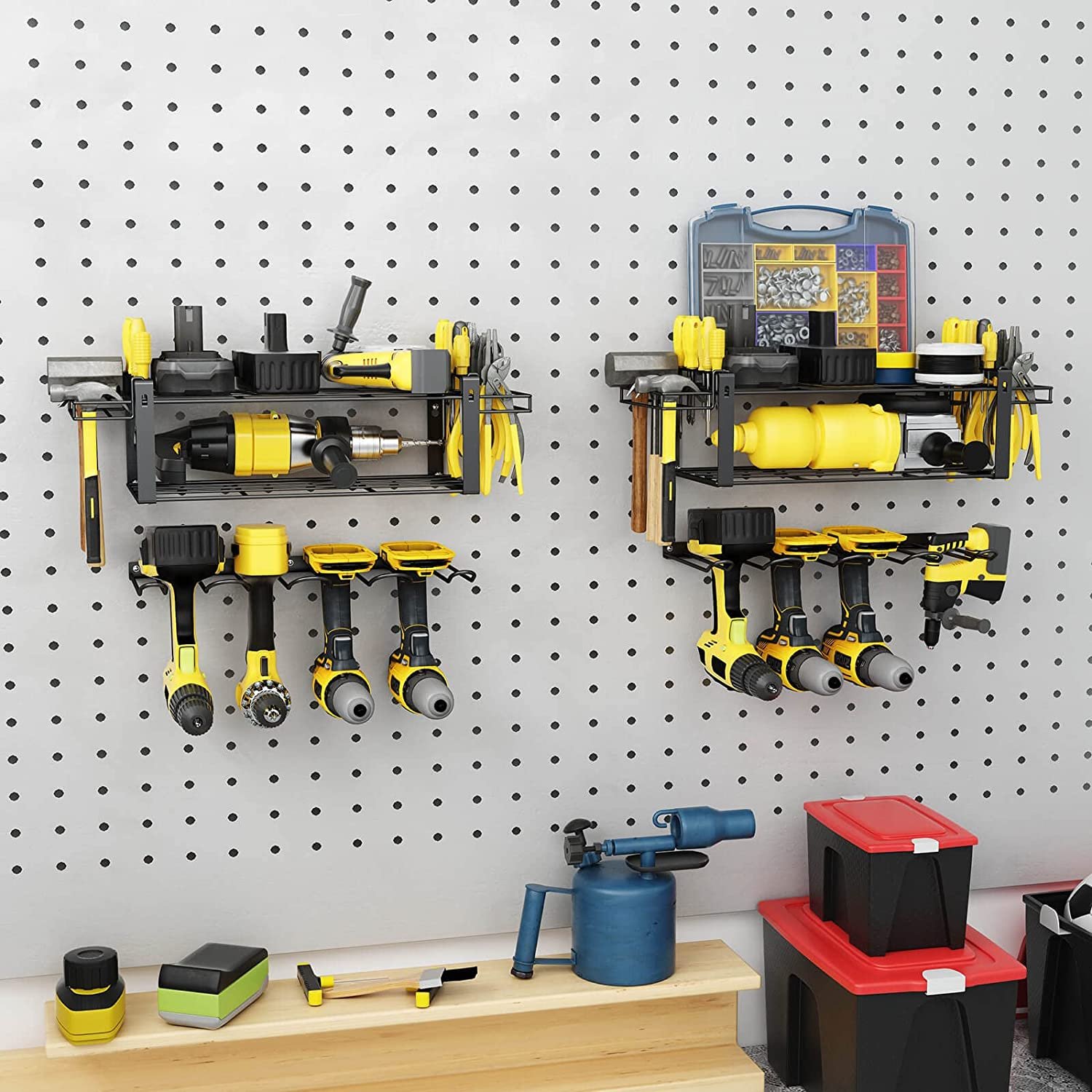Power Tool Organizer, Metal Wall-Mounted Drill Holder, Storage Rack for Cordless Drill