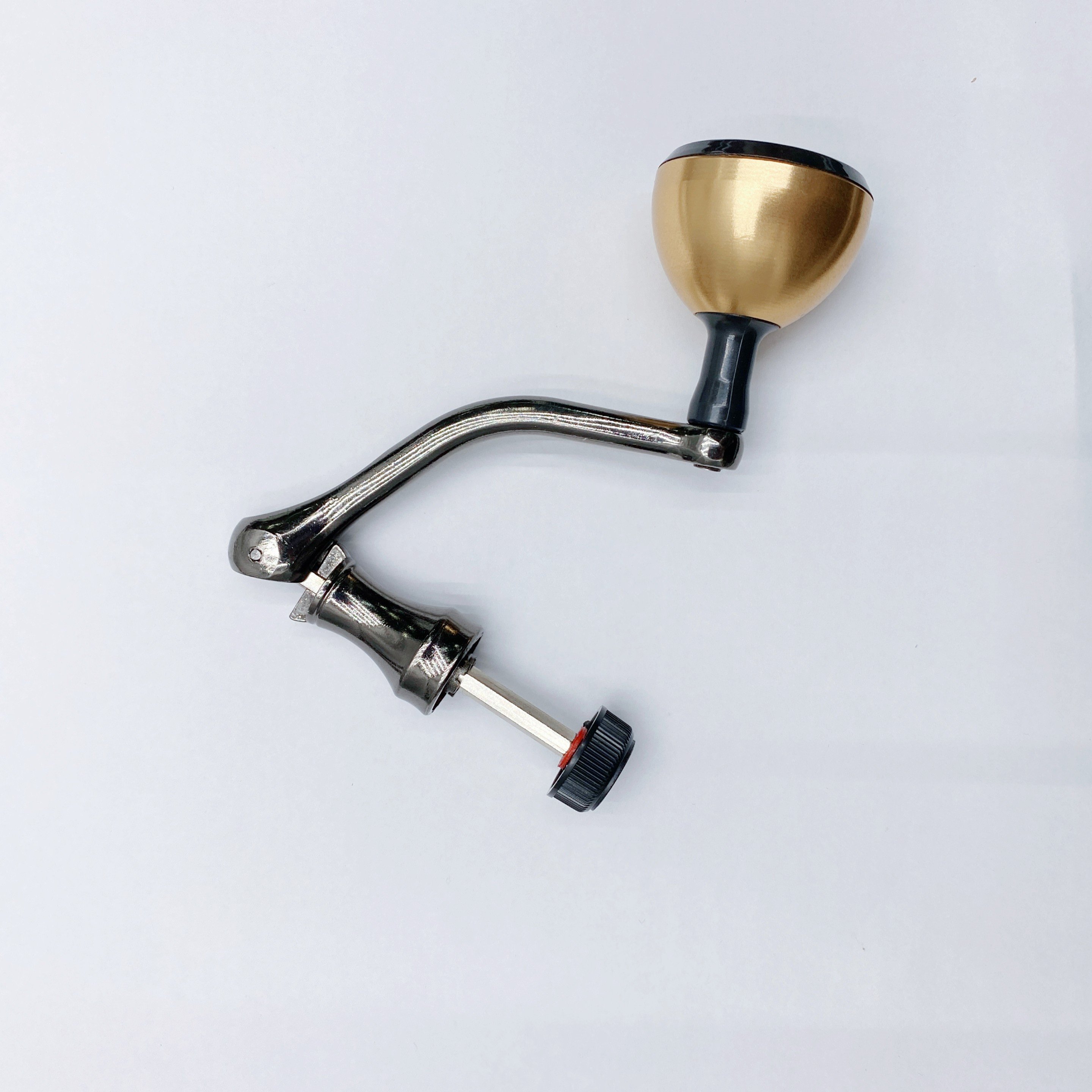 Spinning Reel Handle Metal Reel Replacement Handle Rocker Arm Grip with Round Power Knob Fishing Reel Handle
