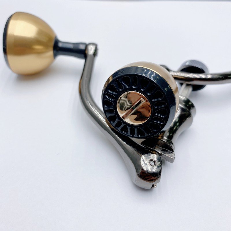 Spinning Reel Handle Metal Reel Replacement Handle Rocker Arm Grip with Round Power Knob Fishing Reel Handle
