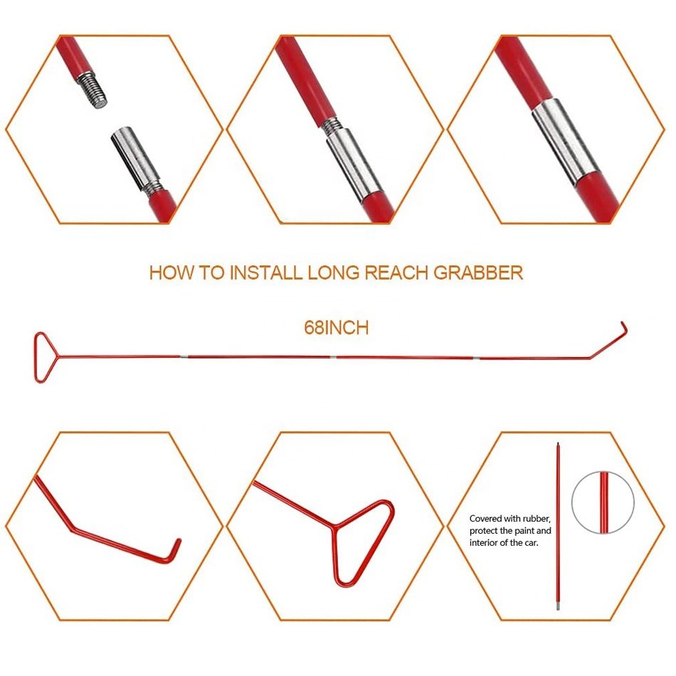 12pcs Car Tool Kit Professional Emergency Automotive Tool with Easy Entry Long Reach Grabber Air Wedge