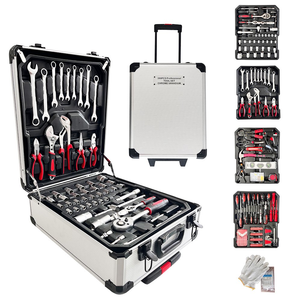 Wholesale 399pcs professional socket tool kit Aluminum socket wrench set cordless tool box set hand tool sets