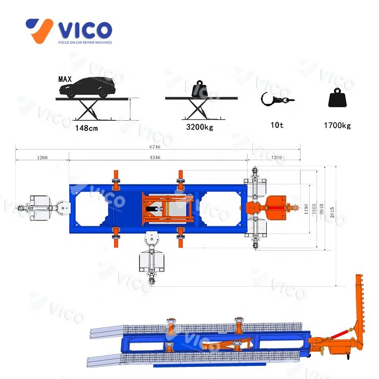 Vico Vehicle Maintenance Hydraulic Bench Auto Collision Repair Center Equipment Garage Equipment VF8000