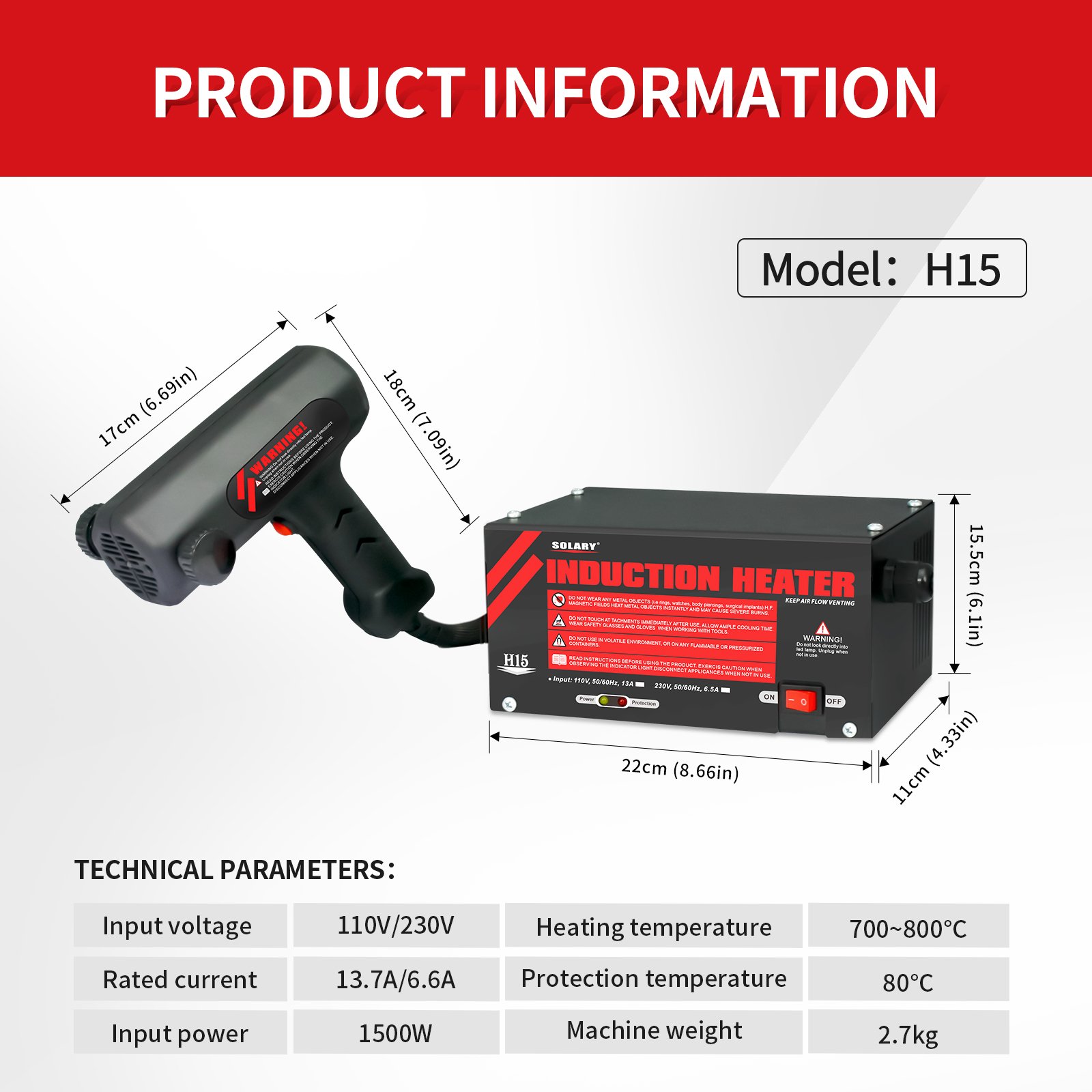 Portable 110V/220V Induction Heater Kit 30s Fast Heating for Metal Bearings Gears for DIY Forging Industrial Use Made Plastic