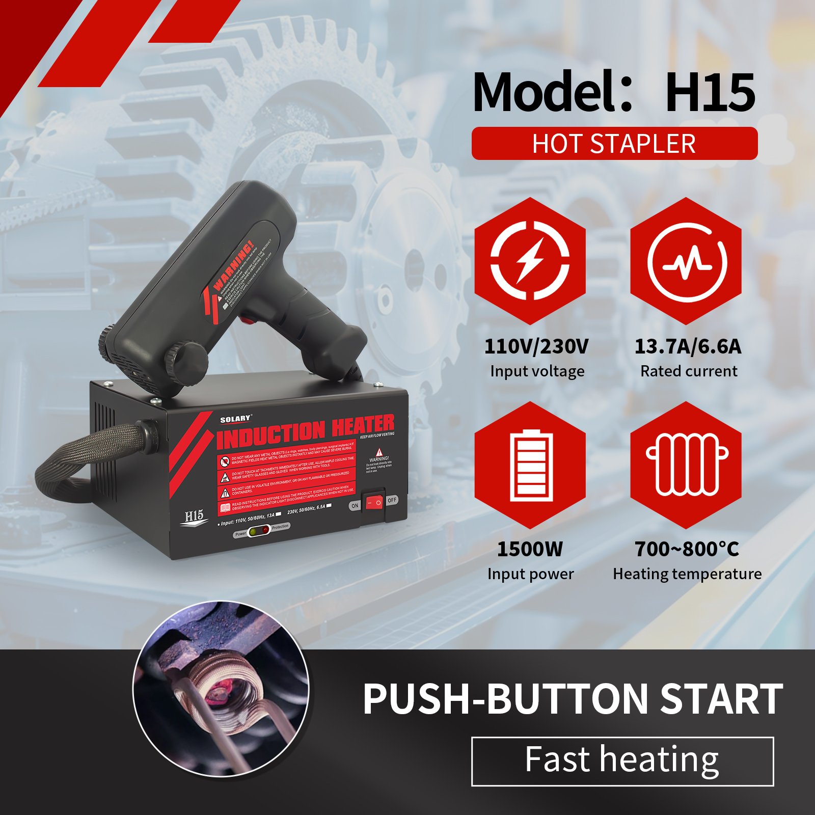 Portable 110V/220V Induction Heater Kit 30s Fast Heating for Metal Bearings Gears for DIY Forging Industrial Use Made Plastic