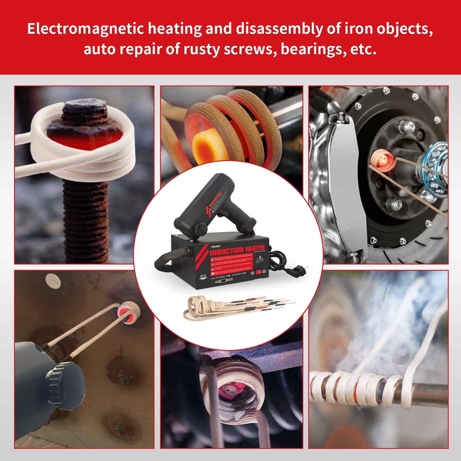 Portable 110V/220V Induction Heater Kit 30s Fast Heating for Metal Bearings Gears for DIY Forging Industrial Use Made Plastic