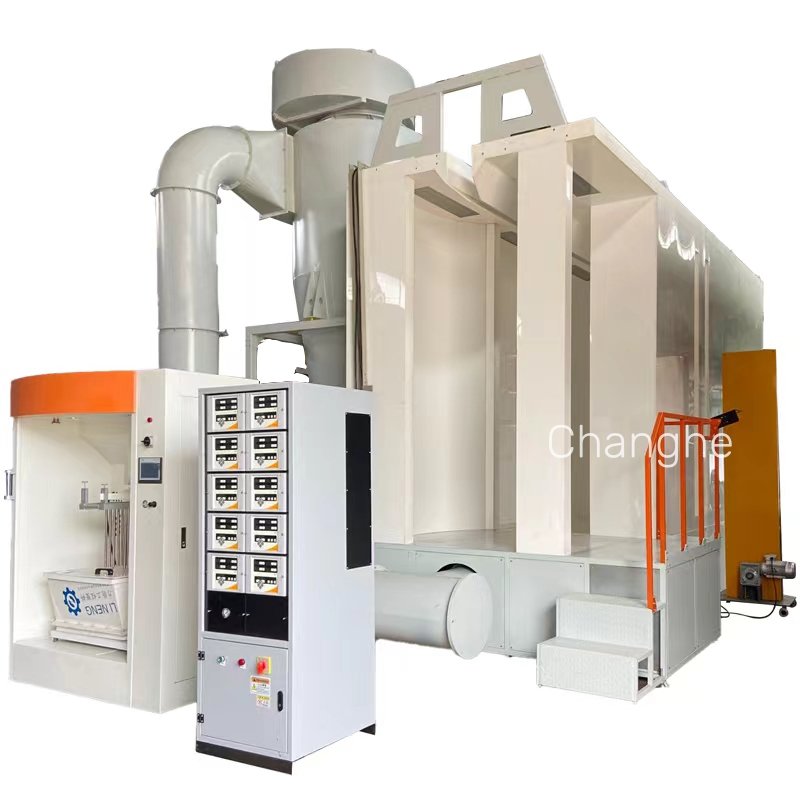 Quick Color Change PP Material Automatic Spray Painting Booth Multi-Cyclone Powder Recovery in Electrostatic Powder Coating Line