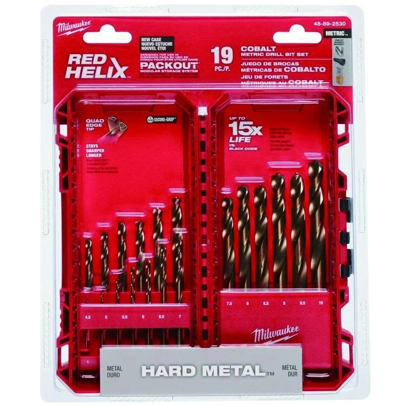 Milwaukee 48-89-2530 19PCS Cobalt Metric Drill Bit Set PACKOUT 1-10MM Hard Metal Power Tool Accessories Twists Drill