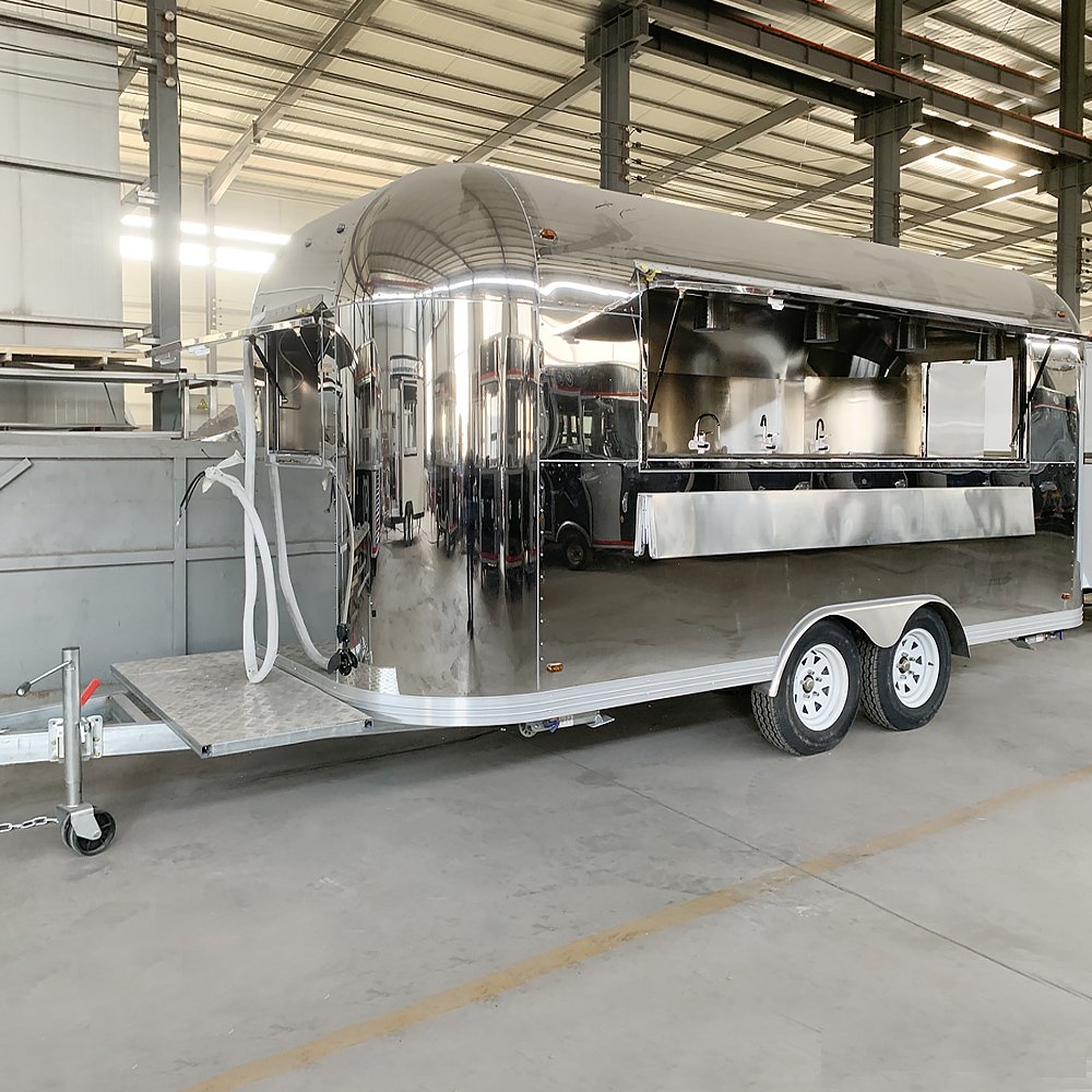 Ice Cream Coffee Hot Dog Cart Fast Food Truck Mobile Bar Trailer Mobile Kitchen Airstream Trailer with Full Kitchen Equipment