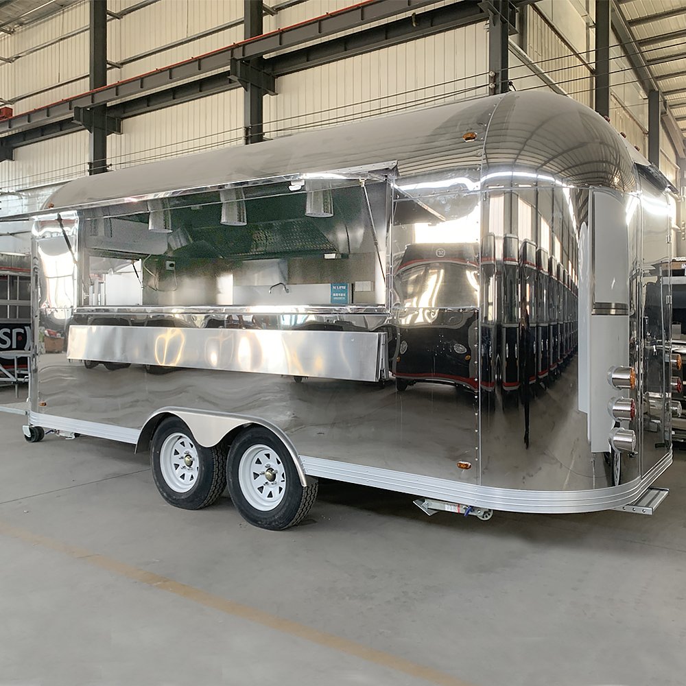 Ice Cream Coffee Hot Dog Cart Fast Food Truck Mobile Bar Trailer Mobile Kitchen Airstream Trailer with Full Kitchen Equipment