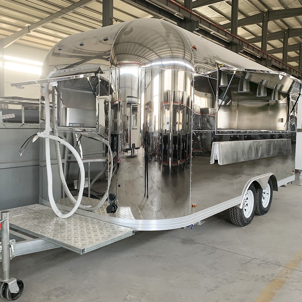 Ice Cream Coffee Hot Dog Cart Fast Food Truck Mobile Bar Trailer Mobile Kitchen Airstream Trailer with Full Kitchen Equipment