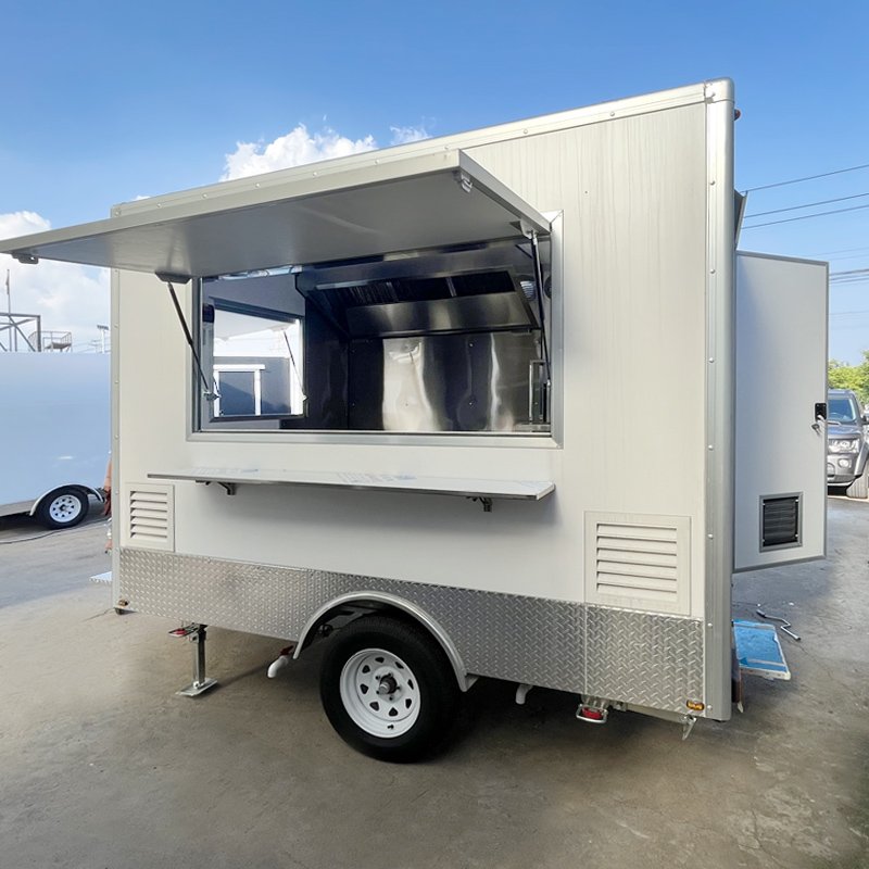 Mobile Restaurant Fast Food Truck Cart Trailer Waffle Crepes Outdoor Street Kitchen Restaurant Cart with Vin