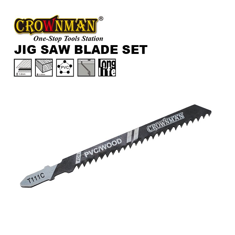 CROWNMAN Power Tools Accessories 5 Pcs/Set Jig Saw Blades Wood/Plastic Fast Cutting Reciprocating Saw Blade