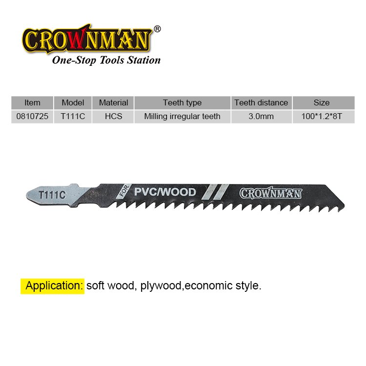 CROWNMAN Power Tools Accessories 5 Pcs/Set Jig Saw Blades Wood/Plastic Fast Cutting Reciprocating Saw Blade