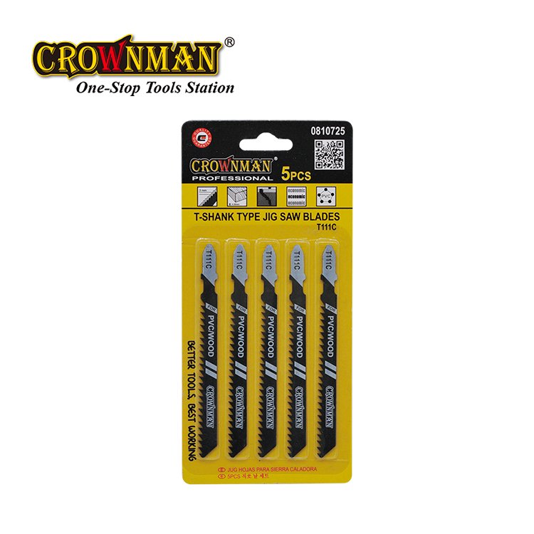 CROWNMAN Power Tools Accessories 5 Pcs/Set Jig Saw Blades Wood/Plastic Fast Cutting Reciprocating Saw Blade