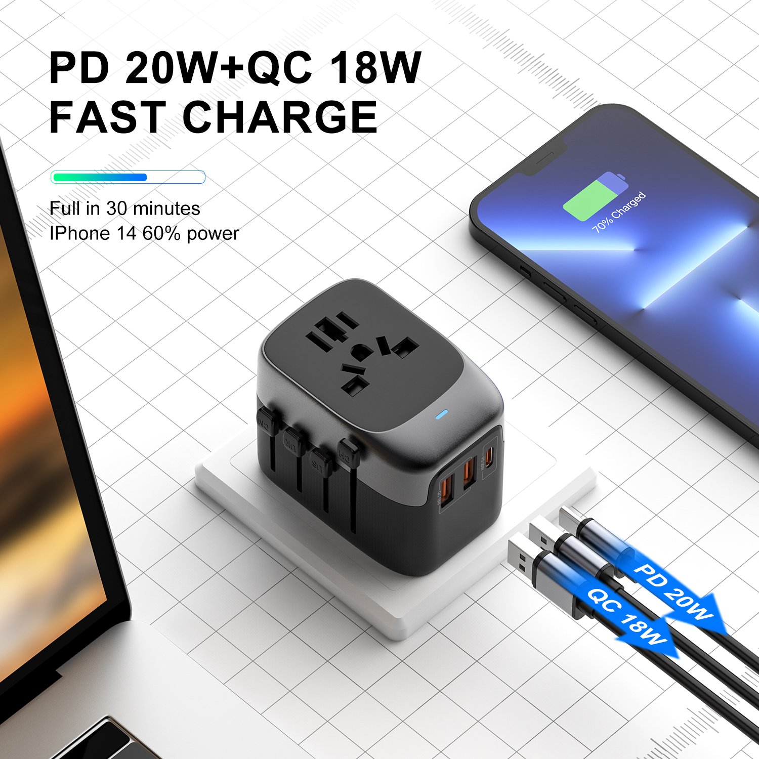 2024 Hot selling convenient international world travel adapter travel accessories plug power with usb and type c