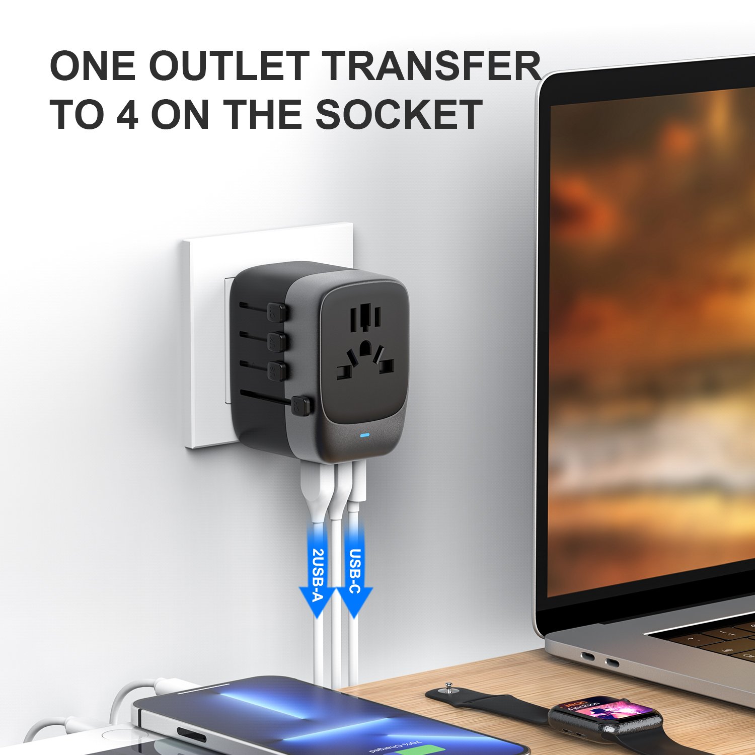 2024 Hot selling convenient international world travel adapter travel accessories plug power with usb and type c
