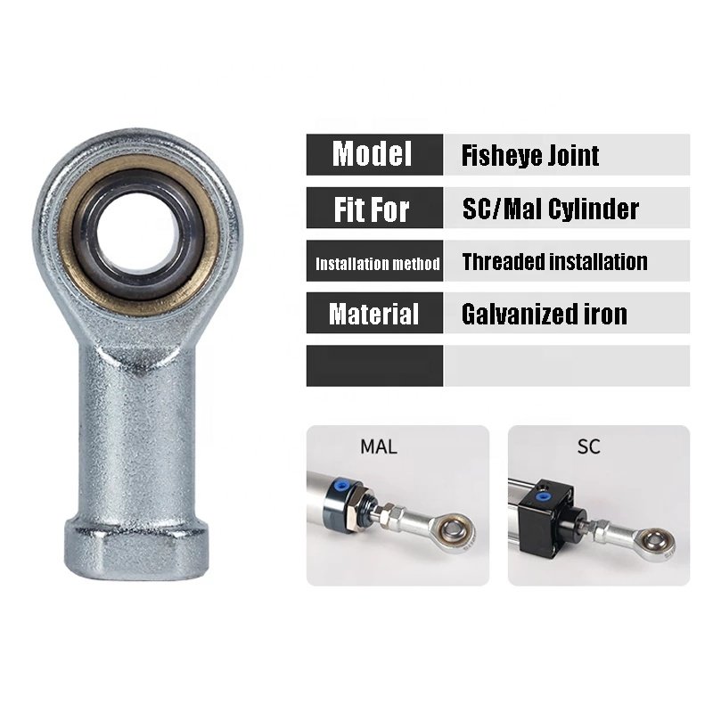 Fisheye Joint Female Piston Rod End Ball Head,Universal Pneumatic Cylinder U Fitting Mounting Knuckle Bearing Internal Thread