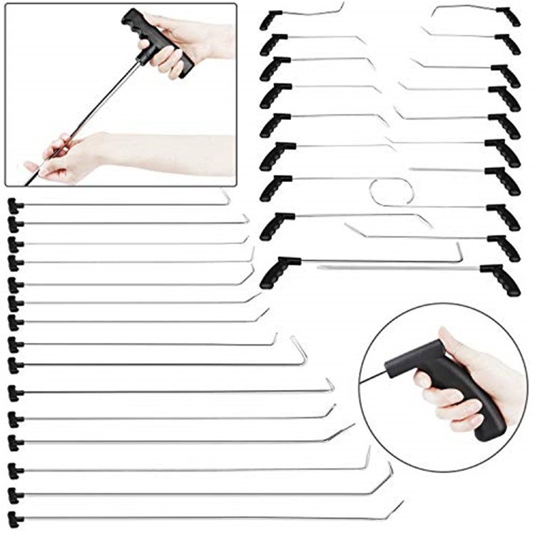 Super PDR Hook Push Rods Paint Less Dent Repair Tools Kit Hook Rods Kit With For Car Dents Hail Damage Removal Repair