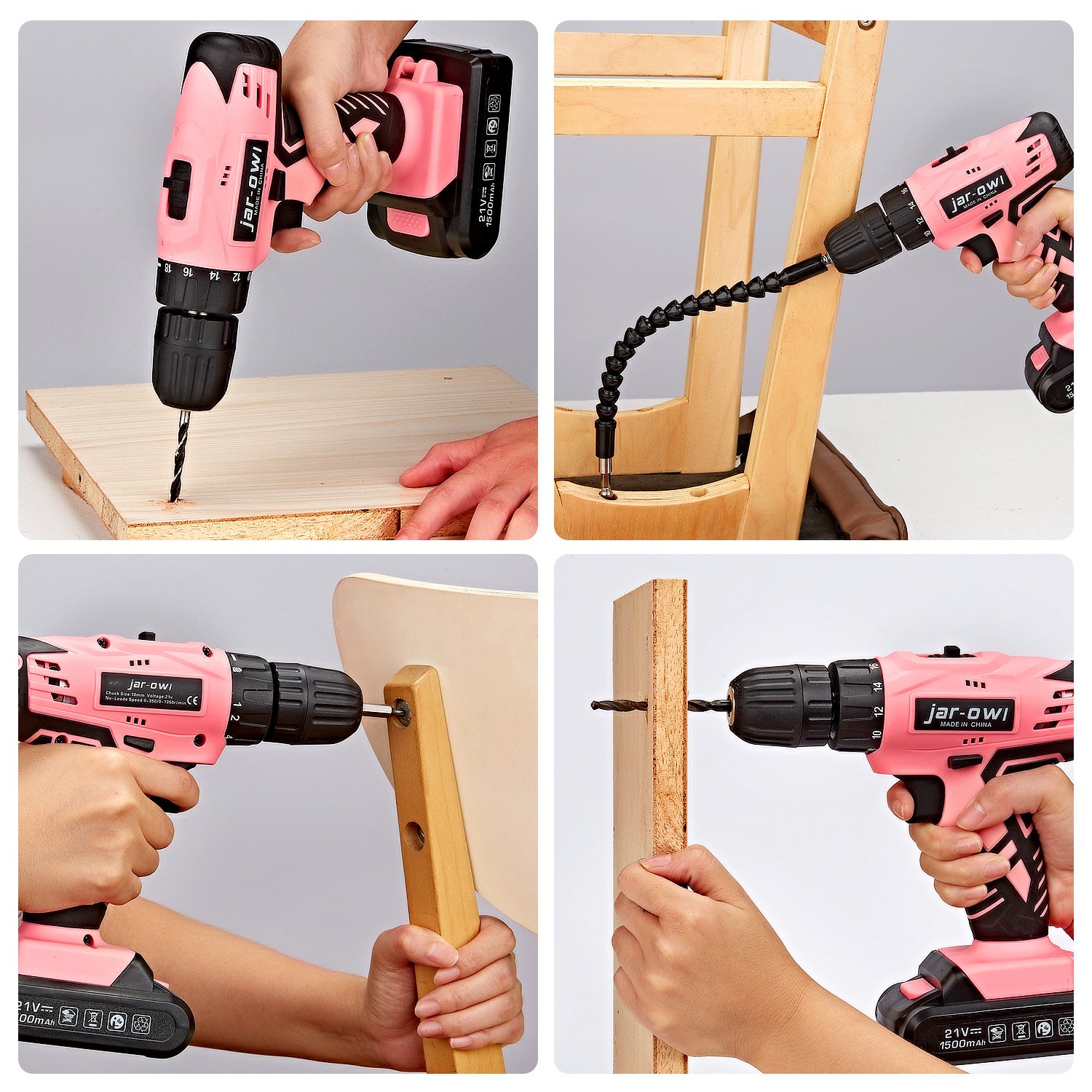Rechasummere Drills Kit 21v Li-ion Battery Driver Cordless Drill Screwdriver Socket with Drill Accessories Tools & Hardware