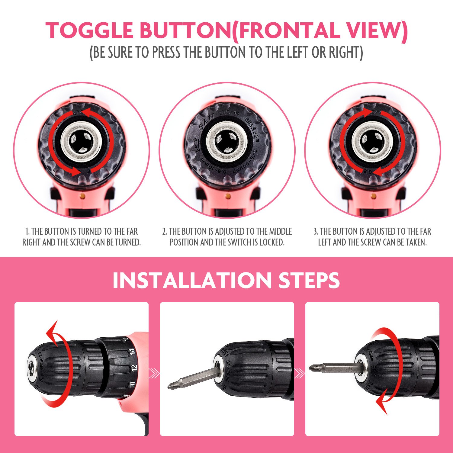 Rechasummere Drills Kit 21v Li-ion Battery Driver Cordless Drill Screwdriver Socket with Drill Accessories Tools & Hardware