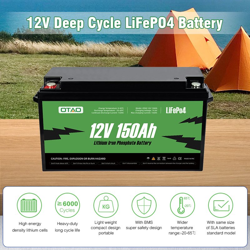 OTAO Lithium Ion Battery Pack Baterias De Litio 48V 24V 12V 150AH 100AH 200AH 50AH Lipo Batteries Lifepo4 Energy Storage Battery
