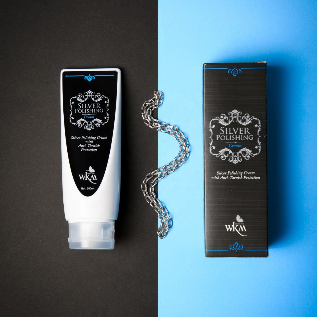 WKM Powerful Silver Polishing Cream with Anti-Tarnishing Protection 200 ml for silverware silver decoration