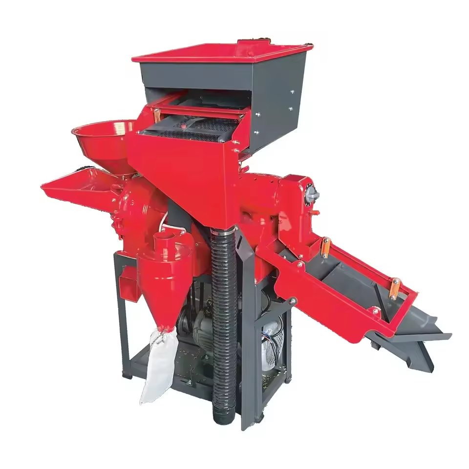 6 in One Automatic Combine Mini Rice Mill High-quality Labor-saving Portable Double Vibration Rice Milling and Crushing Machine