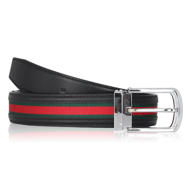 Wholesale Leather Belt Pin Buckle Men's Belt Pu Leather Men's Belt With Woven Tap