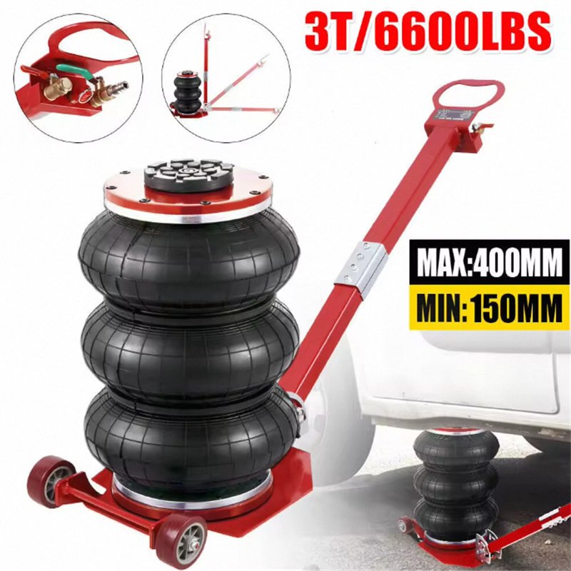 Hot Selling Mobile Folding Handle Style 3 Tons Quick Lift Garage Mechanic Pneumatic Air Bags Jack for Vehicles Maintenance