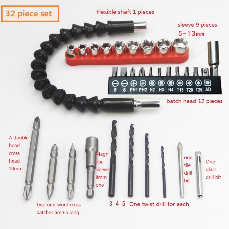 Hardware tools electric drill accessories universal flexible shaft grinding accessories batch head set multi-function