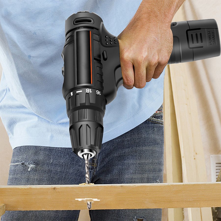 12v Household Two-speed Cordless Power Drill Tool Sets Lithium Battery Electric Handheld Rechargeable Power Drills