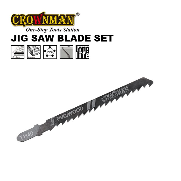 CROWNMAN Power Tools Accessories 5 Pcs/Set T114D Jig Saw Blades Wood/Plastic Metal Fast Cutting Reciprocating Saw Blade