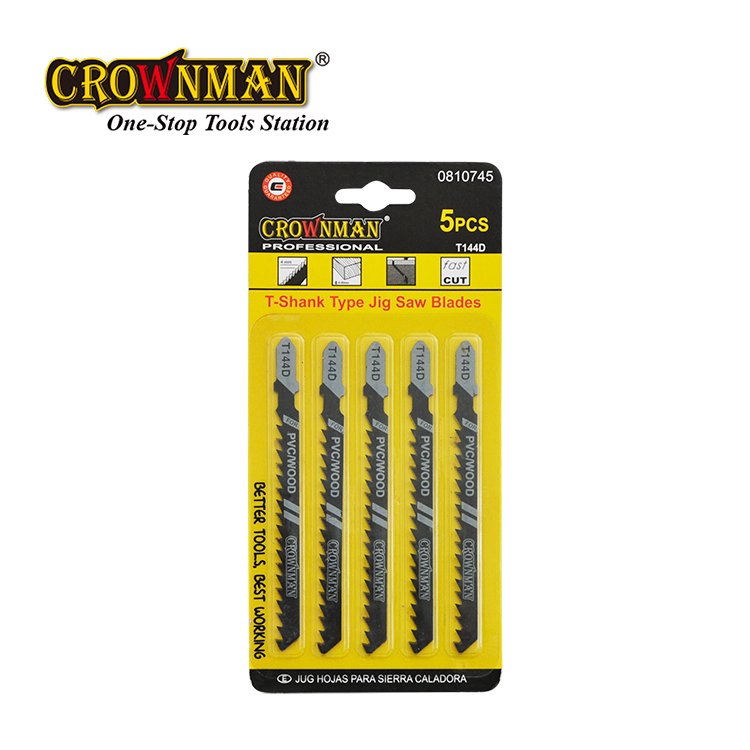 CROWNMAN Power Tools Accessories 5 Pcs/Set T114D Jig Saw Blades Wood/Plastic Metal Fast Cutting Reciprocating Saw Blade
