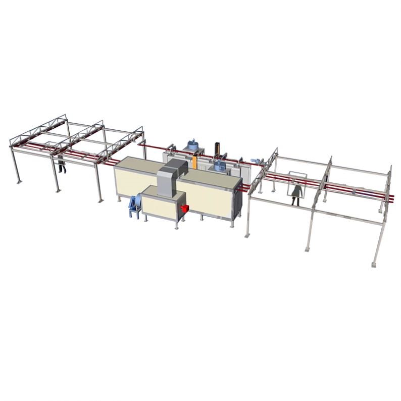 Semi-auto Powder Coating Line With Overhead Conveyor System for Long Items Like Aluminum Profile