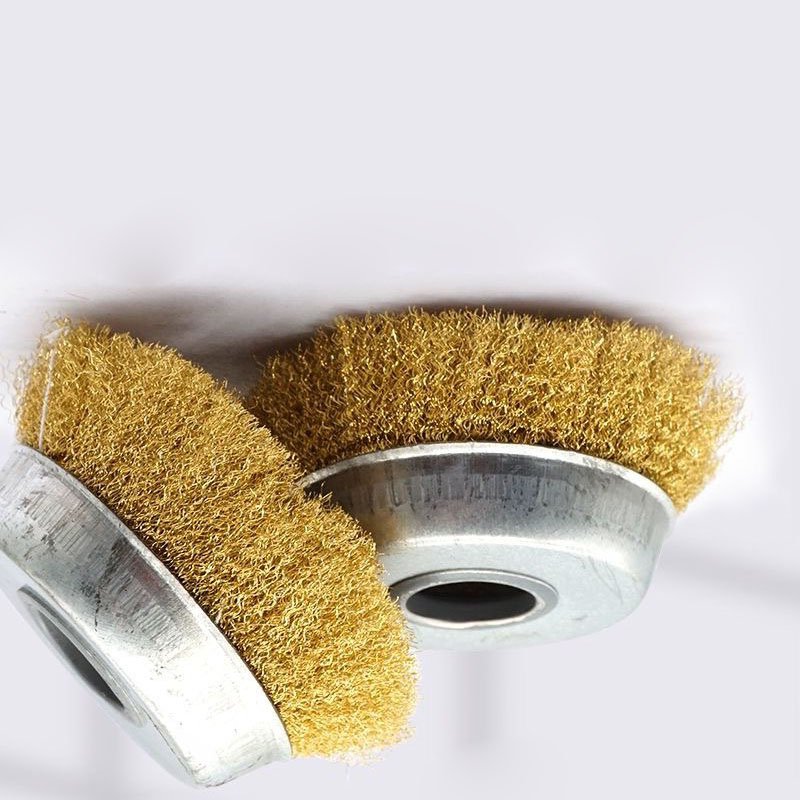 Steel Wire Brush Brass Plated Wheels Brushes Drill Rotary Tools Metal Rust Removal Polishing Brush For Power Tool Accessories