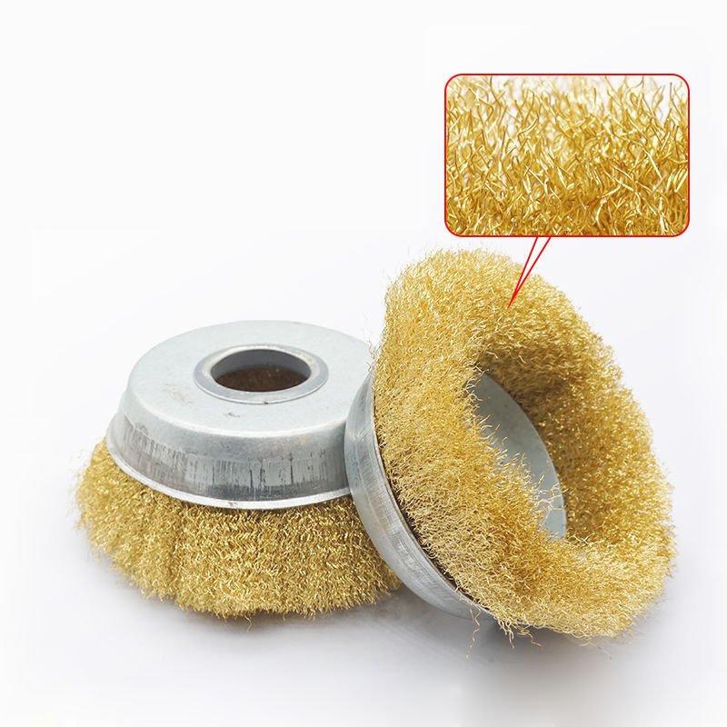 Steel Wire Brush Brass Plated Wheels Brushes Drill Rotary Tools Metal Rust Removal Polishing Brush For Power Tool Accessories