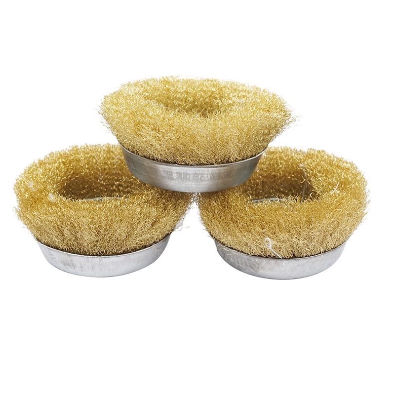 Steel Wire Brush Brass Plated Wheels Brushes Drill Rotary Tools Metal Rust Removal Polishing Brush For Power Tool Accessories