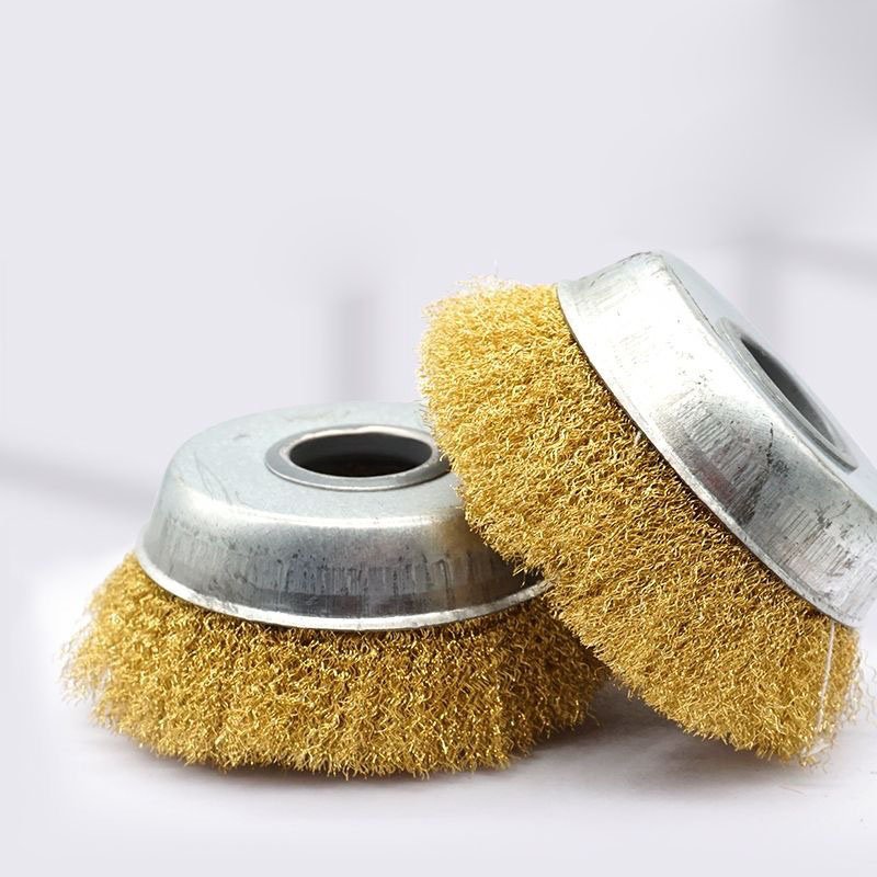 Steel Wire Brush Brass Plated Wheels Brushes Drill Rotary Tools Metal Rust Removal Polishing Brush For Power Tool Accessories