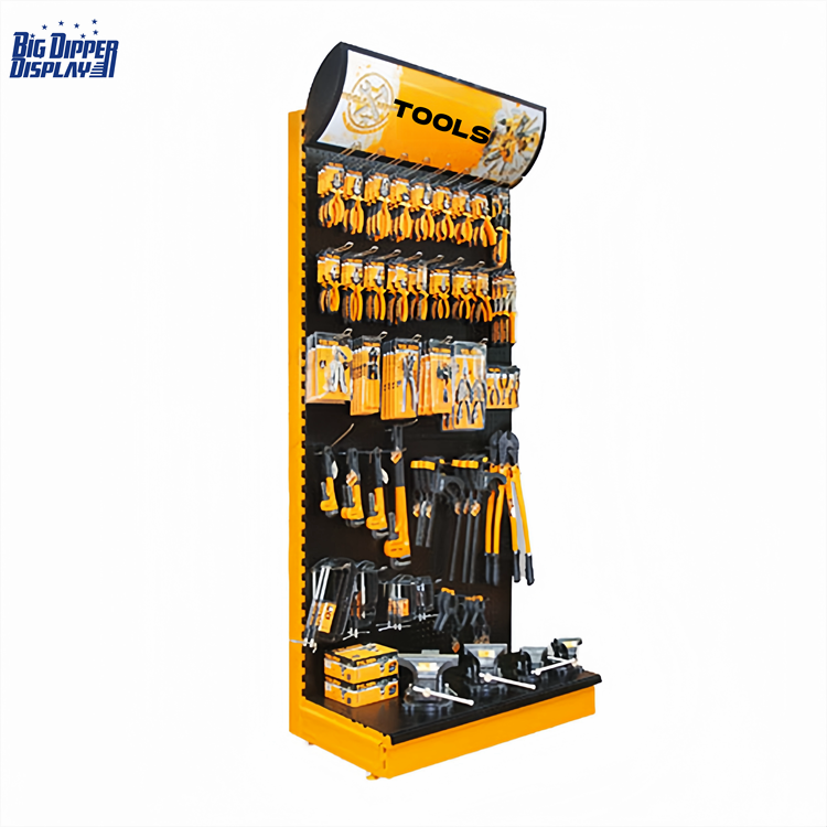 PB17 construction store metal pegboard tools hardware product display racks hok accessories stands with hook