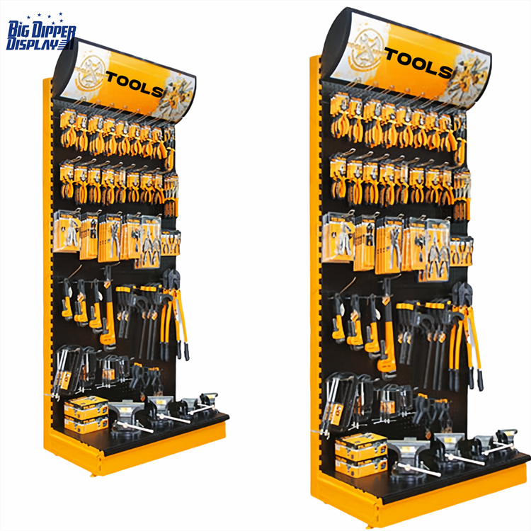 PB17 construction store metal pegboard tools hardware product display racks hok accessories stands with hook