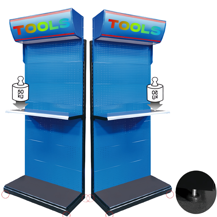 PB17 construction store metal pegboard tools hardware product display racks hok accessories stands with hook