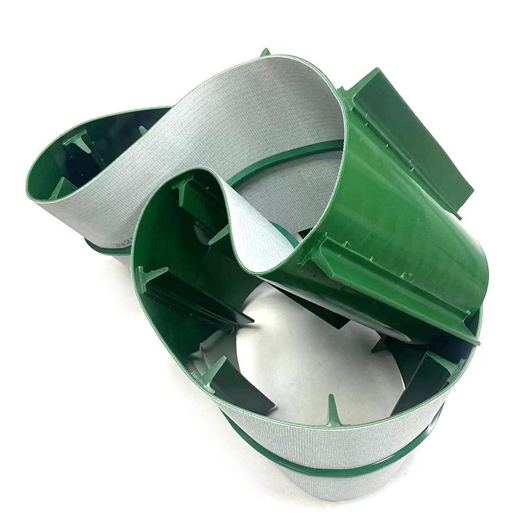 Green PVC timing belt with custom block and guide strip 3-210-1920