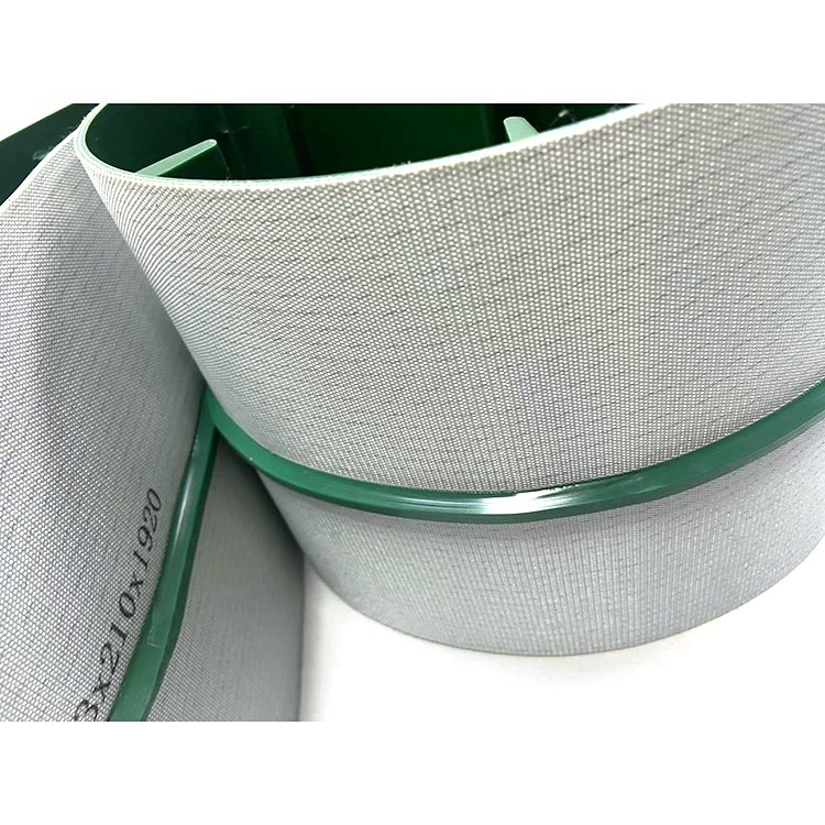 Green PVC timing belt with custom block and guide strip 3-210-1920