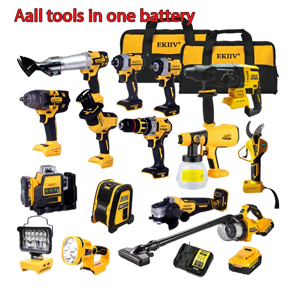 EKIIV Yellow Combo Power Tools 9 Kits Tool Set 20v Volt XRP Dew Drills Saw herramientas de construction power tools sets