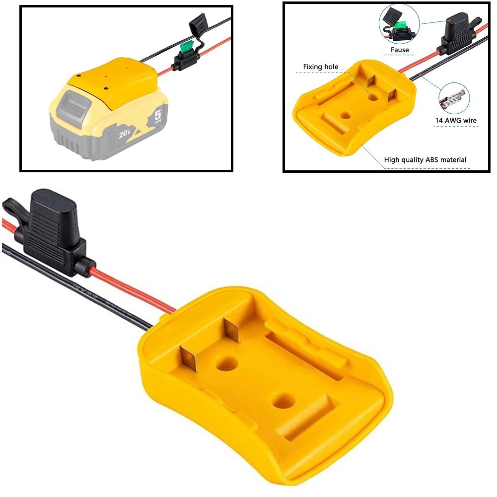 Battery Mount Connector Adapter Dock Holder 14 awg Wires For Ma kita Bos ch Dew alt Mil waukee 18V Lithium Battery with fuse