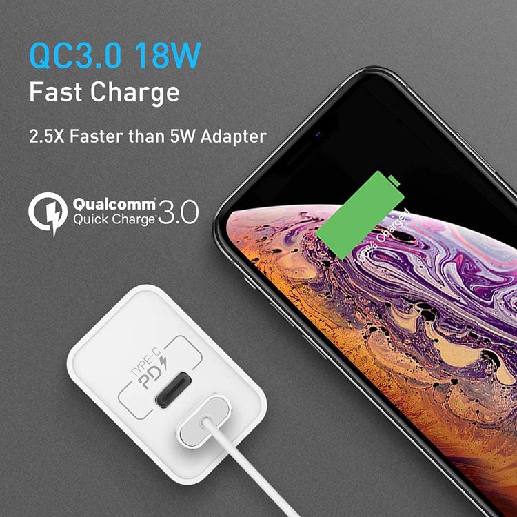 Gadgets Electronic Wall Charger Travel Adapter Mobile Phone Charging Head Type C + USB A PD+QC 20W Fast Charging USB UK Plug