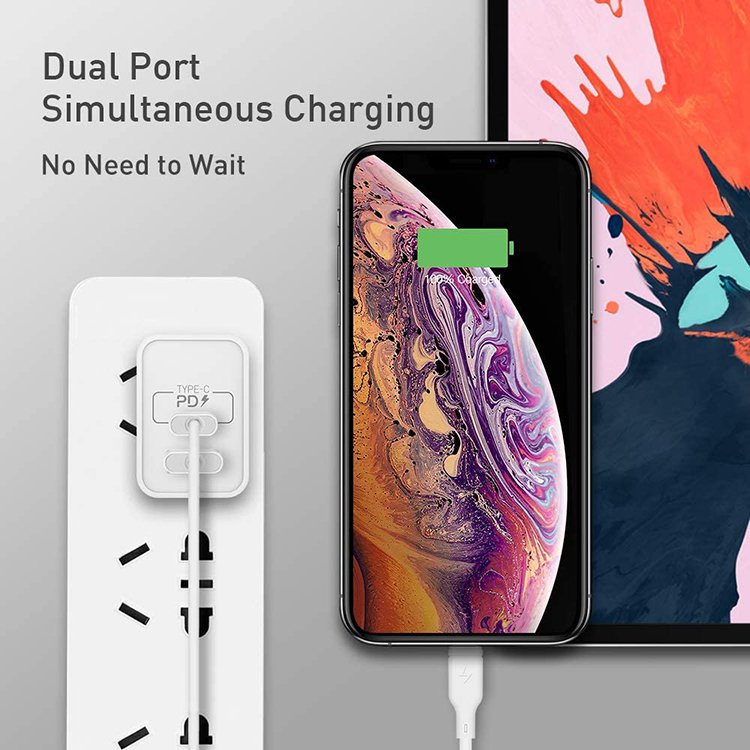 Gadgets Electronic Wall Charger Travel Adapter Mobile Phone Charging Head Type C + USB A PD+QC 20W Fast Charging USB UK Plug
